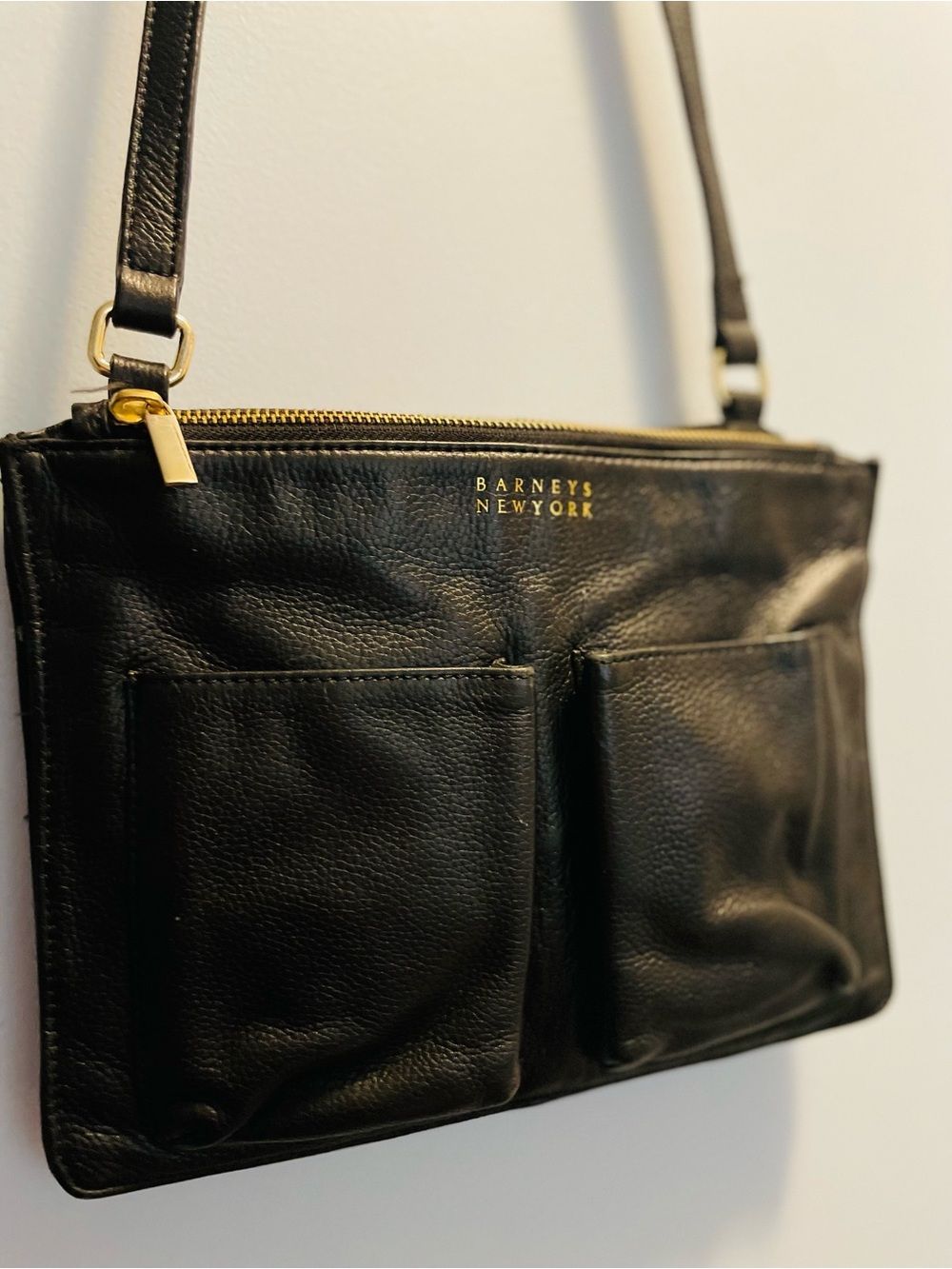 Barneys New York Black Leather Crossbody Bag- the Ryan